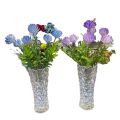 Artificial Rubber Blue Allium Caesium Flower With Hard Transparent Pot For Decoration. 