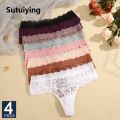 Sutuiying Original Special Offer FINETOO 4PCS/Set S-XL Women Panties G-string Woman's Underwear Girl Lace Lingerie Female Bikini Lady Thong Intimates. 