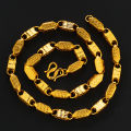 Necklace pattern Great Wall design fashion European and American Qingwen 24K999 men's pure carved booth supply. 