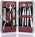 11 In 1 Professional Manicure Pedicure Kit Luxury Nail Grooming Set With Designer Leather Case (Stainless Steel, Silver. 