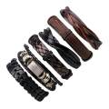 MeiYang 6Pcs/Set Black Leather Bracelet Women Multilayer Braid Bracelets & Bangles Punk Wrap Bracelets for WoWomen Punk Casual Women Jewelry. 