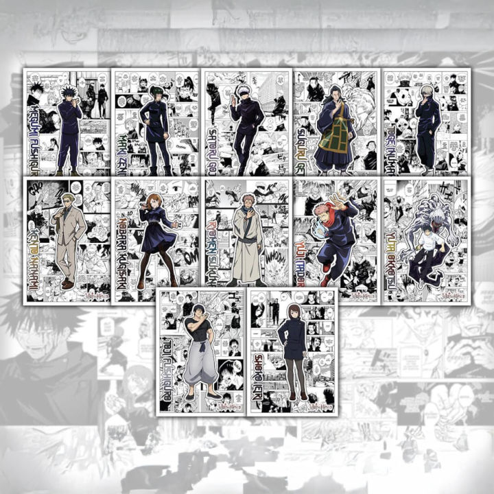Jujutsu Kaisen Anime Poster Set of 12 Featuring Gojo Satoru, Sukuna, Itadori, Geto Suguru, Megumi, Nobara and More 29.7x21cm, Durable Paper