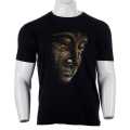 Black Side Face Buddha Printed T-Shirt For Men. 