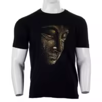 Black Side Face Buddha Printed T-Shirt For Men