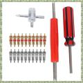 Ktteay Valve Core Tool Set 20Pcs Valve Cores, 4-Way Valve Tool, Dual Single Valve Core Remover, Tire Repair Tool. 