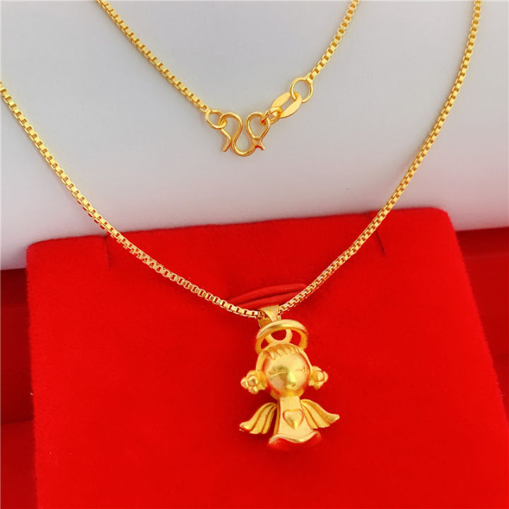 %E3%80%90Essential%20Good%20Item%E3%80%91Necklace%20Women's%20Long-standing%20Color-plated%2024k%20Gold%20Imitation%20Gold%20999%20Gold%20Angel%20Pendant%20Gold%20Jewelry%20-%20Image%204