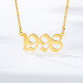 【Hongtai Store】Old English Font Year Necklaces For Wo  Rose Gold Silver Color Steel Chain Male Pendant Necklace Jewelry. 