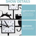 Modern 3D Digital Wall Clock Cat Mirror Non Ticking Silent Battery Clocks Watch for Room Bathroom Decor Gift. 