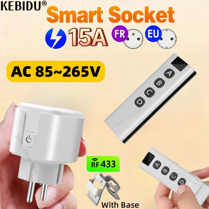 NEW 433MHz Smart Plug Wireless Socket Remote Control EU FR Wall ...