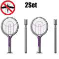 3 in1 Electric Bat Rotary Pest Control Stick Indoor and Outdoor Hand-held Mosquito Swatter with Telescopic Rod. 