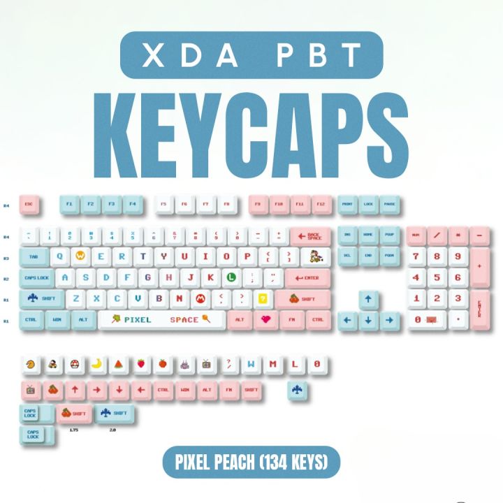 Pixel Peach Mechanical Keyboard Keycaps - XDA Profile - PBT Double Shot - Dye Sublimation Keycaps