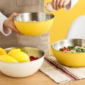 Stainless Steel Salad Mixing Bowl Kitchen Gadgets Large Capacity  Vegetable Storage Bowls Yellow/white with Scale Egg Beating Bowl Ramen. 