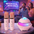 Portable Karaoke Machine Mini Bluetooth Speaker Stereo Surround Subwoofer Wireless Dual Microphones with Projector Night Light Singing Karaoke Speaker Party Gift. 