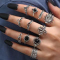 Yuanyan 30pcs/Lot Wholesale Antique Silver Color Finger Rings For Women New Black Acrylic Stone Crown Water Drop Angel Wing Jewelry Girl. 