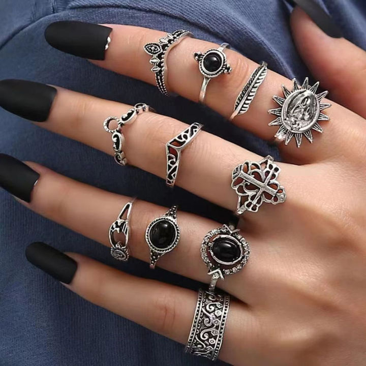 Yuanyan%2030pcs/Lot%20Wholesale%20Antique%20Silver%20Color%20Finger%20Rings%20For%20Women%20New%20Black%20Acrylic%20Stone%20Crown%20Water%20Drop%20Angel%20Wing%20Jewelry%20Girl%20-%20Image%206