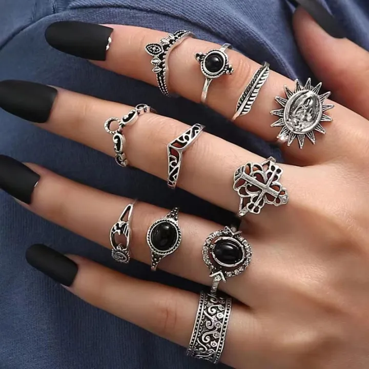 Yuanyan%2030pcs/Lot%20Wholesale%20Antique%20Silver%20Color%20Finger%20Rings%20For%20Women%20New%20Black%20Acrylic%20Stone%20Crown%20Water%20Drop%20Angel%20Wing%20Jewelry%20Girl%20-%20Image%206