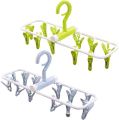 Folding Portable Laundry Hanger with 12 Clips Drying Rack for Socks&Lingerie Plastic Clothes Pins. 