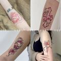 【Mega Hello Kitty Tattoo Cute Japanese Pink Snake Line Love Girl Sweet Butterfly Flower Arm. 