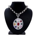 Pure Silver Nava Ratna Pendant Locket And Chain For Women - Sp Jewellers. 