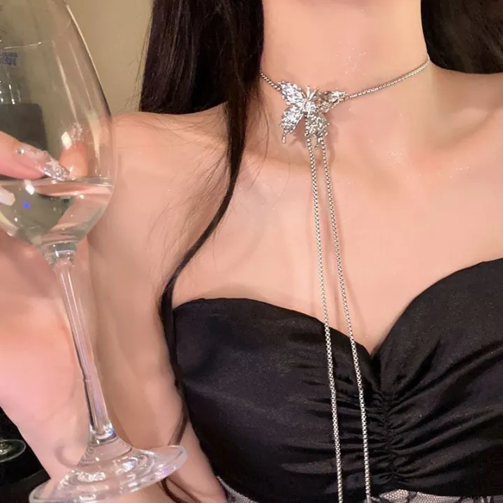 Titanium%20Steel%20Pull%20Butterfly%20Necklace%20Women's%20Long%20Tassel%20Clavicle%20Chain%20Light%20Luxury%20Fashion%20Versatile%20Hot%20Girl%20Body%20Jewelry%20Cologo%20-%20Image%202