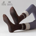 Cotton Breathable Mid-calf Yoga Socks Solid Color Striped Anti-slip Sports Socks Pilates Socks Dance Fitness Training Socks MENGYU. 