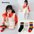 Wenefang 3 Pairs/Pack Autumn Winter New Children's Socks Boys And Girls Rainbow Hot Selling Striped In Tube Tide Socks Baby Kids Cotton Sport Socks. 