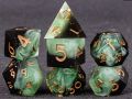 Weihonghunfei【2025 Version】 Set Dice Resin, Resin DnDD, Dragon and Applicable, D Make Handmade Resin Polyhedron D Dice Set in Dungeon D and Dice with Sharp Edge Dice Green Affordable. 