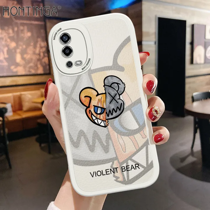 Hontinga%20for%20OPPO%20A55%20Back%20Cover%20PU%20Leather%20Fashion%20Bear%20Print%20Soft%20Silicone%20Edge%20Phone%20Case%20-%20Image%202