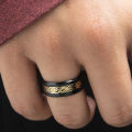 Golden Viking Dragon Pattern Weddings, Engagements And Anniversary Rings For Men Women Boys Girls. 