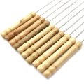 12Pcs Reusable Barbecue Skewer Rod 35CM BBQ Stick Wood Handle. 