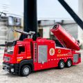 Realistic 1:32 Scale Fire Truck Model With Sound Light Pull-Back Function Water Spray Fire Rescue Toy Interactive Toy Engineering Vehicle Children Gifts. 