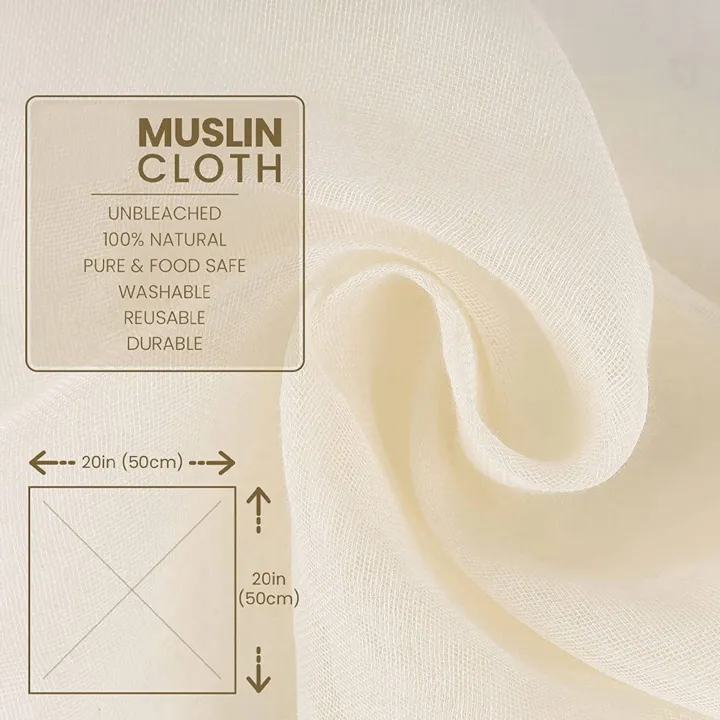 ARELENE%20Muslin%20Cloths%20for%20Cooking,%20Pack%20of%2010%20(50X50CM),%20Unbleached,%20Cotton%20Reusable%20and%20Washable%20Cheese%20Cloths%20for%20Straining%20-%20Image%202