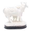 White God Laxmi Cow Ceramic Statue 4inch. 