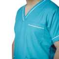 Unisex Aqua Blue Scrubs With Side Piping Apron For Doctors, Nurses, Medical Students. 