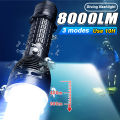 【2025 Version】 9000LM Upgrade XHP160 Diving Flashlight Powerful Profession Dive Torch Rechargeable Underwater Lantern IP8 Waterproof Scuba Lamp. 