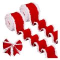 Portable 1/5m Christmas Decoration Red Ribbons DIY 5cm Wide Christmas Bows White Fur Edge Wreath Bows Christmas Decoration. 