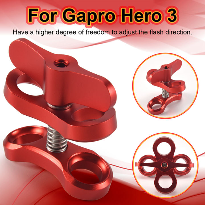 Kqueebee%20Camera%20Accessory%20Diving%20Lights%20Ball%20Butterfly%20Clip%20Arm%20Clamp%20Mount%20Aluminum%20For%20Hero%203+/4/5%20Gitup%20SJ6000%20Camera%20Red%20-%20Image%204