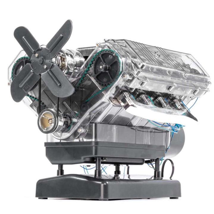Mini V8 Engine Model Kit Internal Combustion Model V8 Motor Simulation Eight Cylinder Engine Can Be Activated DIY Toy