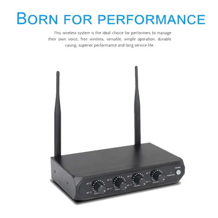 Professional%20Wireless%20Microphone%20System%20UHF%204%20Channel%20Fixed%20Frequency%20Handheld%20Device%20Black%20for%20Stage,%20Home%20Parties,%20Churches%20-%20Image%205