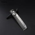 Sutuiying 2pcs men's portable metal stainless steel hair comb and creative High Quality styling beard comb, can hold pocket comb styling tools. 