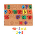 Cute Baby Montessori Colorful Wooden Counting Numbers (1-20) Puzzle with Mathematical Signs, Preschool Learning & Education Teaching Toys for Kids. 