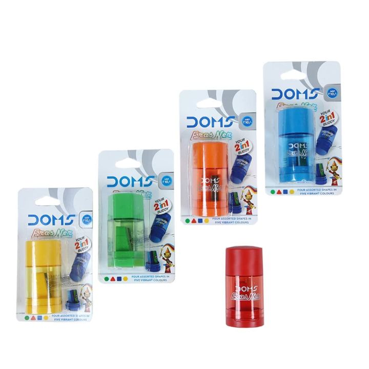 Doms Erasener 2 In 1 Eraser & Sharpener Set of 3 by Mitrata