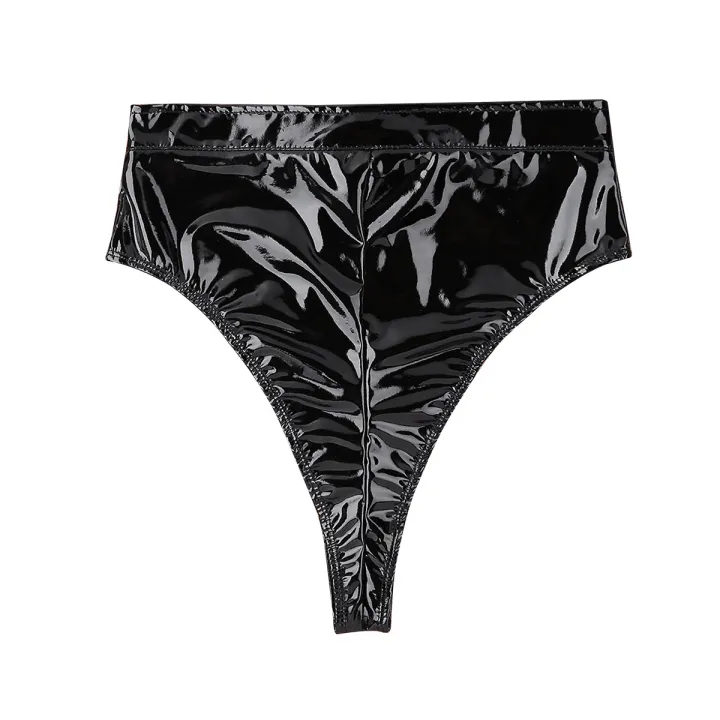 Women%20Black%20Lingerie%20Panties%20Wet%20Look%20PVC%20High%20Cut%20Front%20Zippered%20with%20Belt%20Briefs%20Underwear%20Underpants%20for%20Ladies%20Clubwear%20-%20Image%206