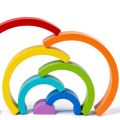 Portable Wooden Rainbow Building Blocks Rainbow Colors DIY Wood Stacker Toy Color Cognitive Stacking Design Arch Bridge Blocks Children Learning. 