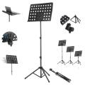 Kadence Music Stand, Height & Angle Adjustable Orchestral Stand Conductor Sheet Stand and Music Sheet Clip Holder, Notation Stand Black NK09. 