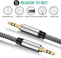 3.5mm Nylon Braided 3 Pole Jack Audio Auxiliary Input Adapter Male to Male Aux Cable 1M for Headphones, Car, Home Stereos, Speaker, Echo & More. 