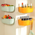 Hanging Storage Box Punch-Free Storage Rack Drainage Storage Basket for Fruits and Vegetables Yellow. 