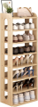 Vertical Open Shoe Racks Cabinet 8-Tier Wooden Shoe Rack Storage for Hallway, Closet, Bedroom, Living Room Office Home Furniture. 