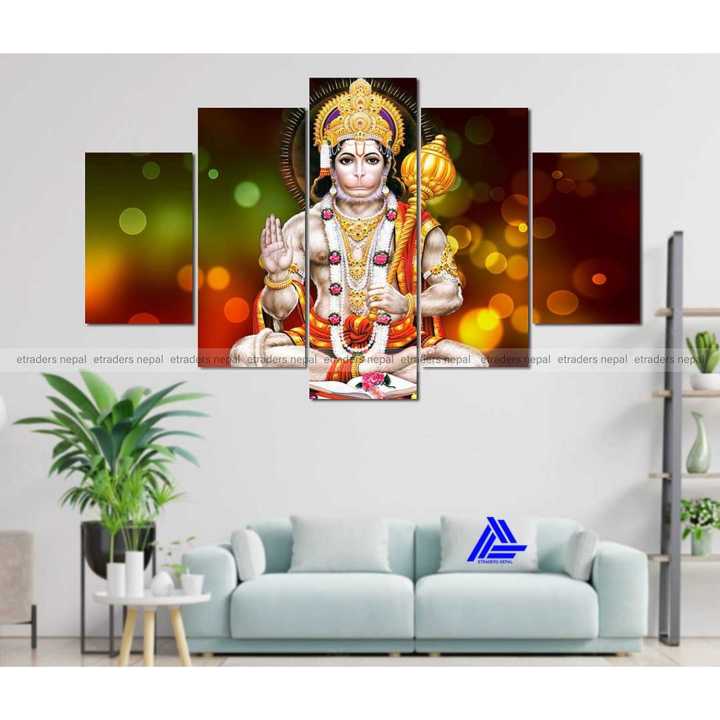 5 Panel Lord Hanuman Canvas | Wall | Home Decor | Canvas | Wall Art With Frame Inside