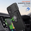 Honor 400 Lite Sliding Camera Armor Cover Design TPU+PC Phone Case (Black). 